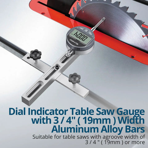 Digital Table Saw Gauge With Dial Indicator 0-1 Inch Range CNC Machined Aluminum Bar for Fence Alignment on Table Saws and Bandsaws