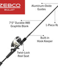 Bullet MG Spincast Rod And Reel Combo With Seven Foot One Piece IM8 Graphite Rod MaxTac Grip Ultra Lightweight Magnesium Body Fast Action