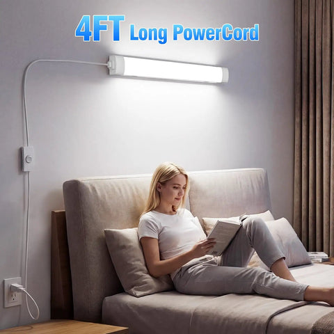 Bright LED Ceiling Light Fixture With Plug 5000K Triproof LED Tube Light 16W Linkable Closet Lighting for bed reading