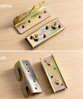 Heavy Duty Bed Rail Brackets With Mounting Screws Built Tough Rock Solid Galvanized Steel Hardware Bed Frame Repair Kit in multiple angles.