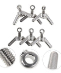 Six Piece M6 Stainless Steel Flange Butterfly Screws Kit With Holes For Locking And Fixing Electronics And Machinery Thumb Screws