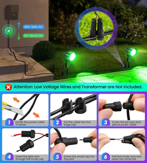 15W RGBW Low Voltage Outdoor Landscape Lights With 12V And 24V DC And AC Dope Color Changing LEDs IP66 Waterproof Aluminum Housing 29 Key Remote Garden Path And Driveway Lighting setup guide