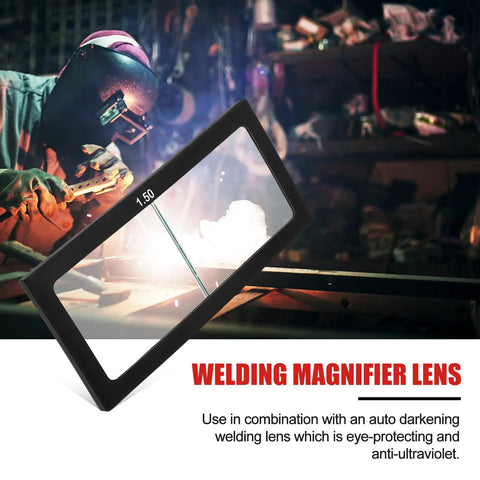 Heavy Duty Welding Cheater Lenses Deliver Badass Clarity Across Five Solid Diopters From 1.0 To 3.0 Sized At 2 By 4.25 Inches Of Tough Tempered Glass, 1.50 diopter lens in use.