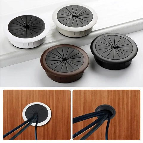 Slick 18 Pc Desk Wire Grommet Kit With Tough Abs And Rubber Rings For Organizing Cables Under Office Tables And Keeping Workspaces Super Clean And Cable Safe, assorted colors