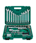 Shop Ready 150 Piece 1 4 Inch Socket Wrench Ratchet Set Built Like A Tank in a green storage case.