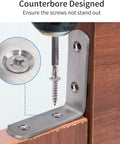Close-up of Heavy Duty Stainless Steel L Bracket Corner Brace 65X65Mm with counterbore design for flush screw installation.