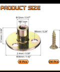 Top Notch Zinc Plated Steel M6 Thread Tee Nuts With Matching Screws Rock Solid 8 Pack Female Thread Plates dimensions and screw size.