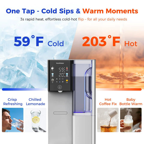 No Fuss Countertop Reverse Osmosis Water Filter Dishing Out Hot And Cold Sips Anytime You Crave with digital display and ice.