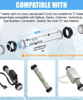 Exploded-view diagram of spa hot tub 2-inch heater split-nut union with screws and heater gasket; Balboa Gecko compatible