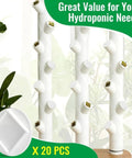 Tower Pipe Cap Kit For Hydroponics With Snap Fit Connector Leak Proof Water Line Protection And Plant Spacing Inserts Multi Pack displayed