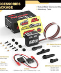 Beefy 62Kg Torque Waterproof Steering Servo for RC Cars with accessories, metal gears, and aluminum case