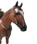 Top Shelf Western Leather Horse Tack Set Bringing The Boss Vibe To Every Ride With A Custom Headstall And Breast Collar hand-carved floral detail on a horse model.