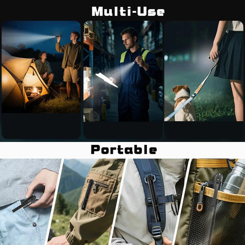 People using T2A Compact EDC Flashlight 1500 Lumens, Rechargeable AA LED for camping, tracking and walking pets at night