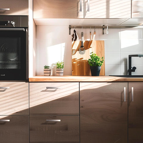 Modern kitchen with cabinets featuring 10 Pack Brushed Nickel Square Body Cabinet Pulls 64mm Hole Center 2.5 Inch Center To Center Stainless Steel Drawer Pulls