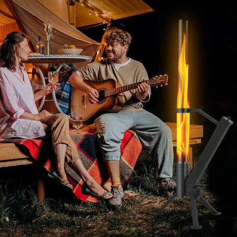 Portable Wood Pellet Fire Pit And Outdoor Heater In Matte Black Painted Stainless Steel For Backyard Patio Garden And Camping