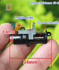 Mini 5mm Travel Stepper Motor Featuring Metal Gearbox And Four Wire Setup For Snappy Linear Actuator Control showing size and details on hand.