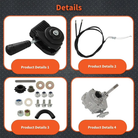 Go Kart Forward Reverse Gearbox Kit Replacement For 2HP-13HP Engine Local 30 Series components including cables and bolts
