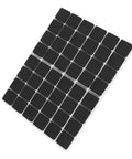48 Pack Black Rubber Feet Pads Self-Adhesive Furniture Protectors For Wooden Floors And Surfaces arranged on a sheet