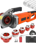 Heavy Duty 2300W Electric Pipe Threader Kit With Six Bsp Dies For Steel Galvanized Water Pipes Portable Handheld Thread Machine