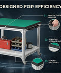 Industrial Anti Static Mobile Workbench Aluminum Utility Cart With 150X80cm Desktop Built Like A Tank showing smooth handles and storage.
