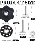 Eight Pack T Track Knob Kit with star and skeleton knobs, washers, and bolts, dimensions labeled for woodworking jigs.
