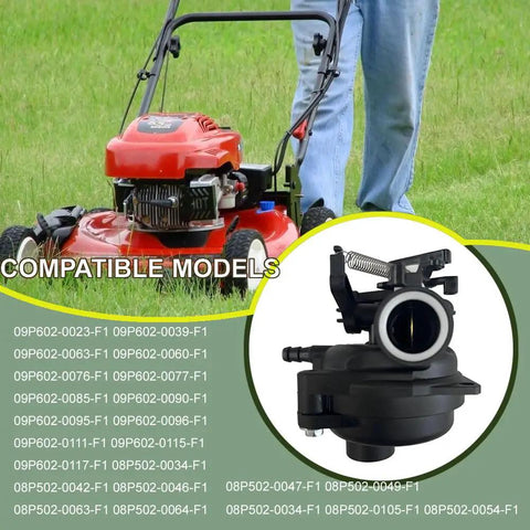 Lawn Mower Carburetor Replacement For 550EX And 625EX 140cc Briggs And Stratton Engines Compatible With Toro 550EX Husqvarna LC 121P And Troy-Bilt TB110 TB200, black carburetor close-up