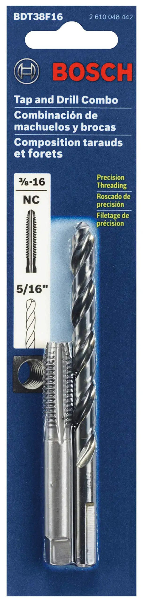 3/8-16 Plug Tap And 5/16 Inch Drill Bit Combo Set For Fast Clean Holes And Precise Right Hand Threads, metalworking kit packaging.