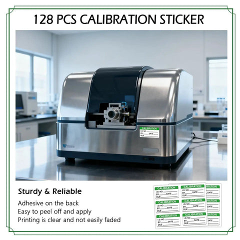 Laminating Calibration Labels 2x1 Inch Waterproof Write On Stickers For Easy NIST ISO 9000 Compliance, Audit Ready Calibration Records, Durable Weatherproof Labels For Industrial Equipment on lab machine