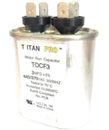 Motor Run Capacitor 3 MFD 370-440VAC 60/50 Hz Oval Shape UL Recognized E185318 High Quality 3 Microfarad HVAC Capacitor For Reliable Motor Performance In Small Fans And Compressors, silver can with spade terminals