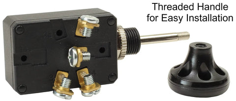 30 Amp 3 Way Push Pull Switch For Auto Dash Lights Parking Lights And Headlights Universal Mount Fits Seven Sixteenth Inch Panel Hole In Panels Up To One Quarter Inch Thick With Screw Terminal Contacts, black threaded handle