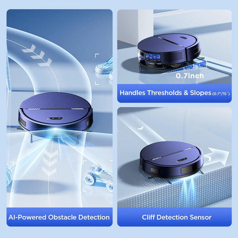 2 In 1 Robot Vacuum And Mop With 8000Pa Suction, Slim Self Charging Smart Cleaner For Hard Floors, Pet Hair, And Carpet