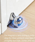 Magnetic Door Stopper For Marine Boats And RVs 316 Stainless Steel Door Catch Magnet Holder installed on white door