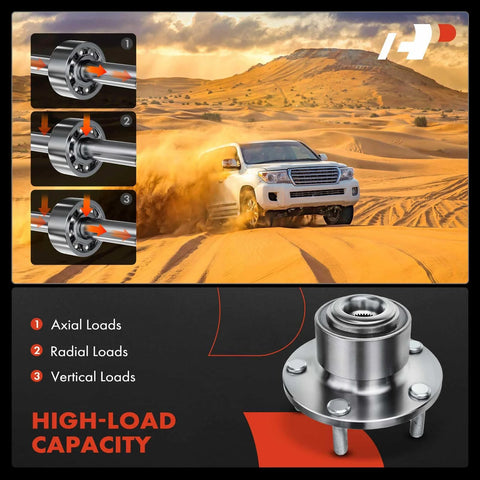 High-load capacity front wheel bearing and hub assembly for Mazda 3 2004 2005 2.0L 2.3L with 5 lug compatibility.