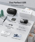 Golf Range Finder With Slope 1200 Yards Laser Distance Meter Pin Lock Vibration 7x Magnification set with accessories on a table