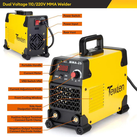 250A Arc Welder Kit With All In One Dual Voltage 110 220V Inverter Stick Welder VRD Hot Start For Easy DIY Welding front view