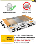 Grease Tray With Catch Pan For Gas Grills, Adjustable Stainless Drip Pan Fits 24 to 30 Inch Grill Width, depth shown.