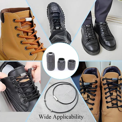 No Tie Shoelace Buckle Lock For Easy Slip On Sneakers Metal Turnbuckle Clasps Cap End Tips 12 Pieces Black Smooth Burr Free Brass Knurling Anti Slip Laces For Everyday Sneakers on black boots