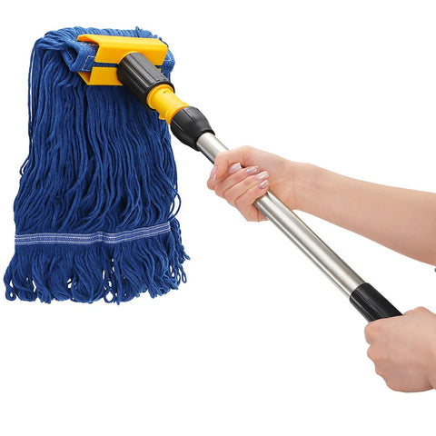 Heavy Duty Commercial Mop With 64 Inch Handle Looped End Wet Mop For Wet And Dry Cleaning Industrial Cotton Dust Mop shown