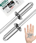 Close-up of 100 Pack Aluminum Blind Rivets 1/4 By 3/4 Inch Pop Rivets For Metal Projects, Steel Mandrel, Aluminum Grip