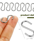 200 Piece 1 Inch Stainless Steel S Hooks For Curtain Hanging DIY Jewelry Pet Name Tags Key Rings Craft Assembly And Hella Versatile Mini Hardware Connector Clips shown in hand.