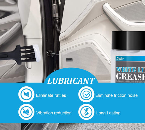 4oz Go To Multi Purpose Lithium Grease For Metal Parts That Take Heat And Wear High Temp Automotive Lubricant With Brush Applicator applied to car door hinge