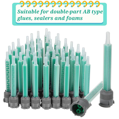 50 Pack Epoxy Mixing Nozzle Tips 3.5 Inch Static Spiral Nozzles With 16-Element Mixers For Smooth Resin Application, Durable, Mess Free, No Cleanup Needed, Ideal For Home DIY Projects. Green epoxy mixing nozzles for double-part AB glues and sealers