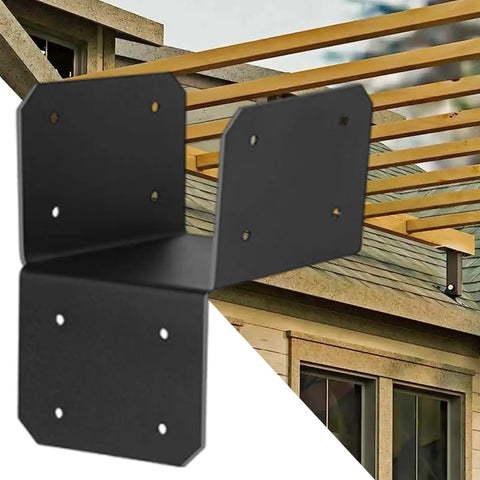 Super Sturdy Rock Solid Post Cap Tie Brackets For 4x4 Wood Decks And Joist Hangers, metal base mount shown installed on pergola