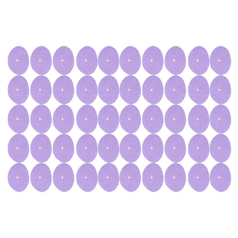 Kick-Ass 6 Inch Ceramic Sanding Discs arranged in rows, featuring a durable purple coating for effective woodworking and polishing.