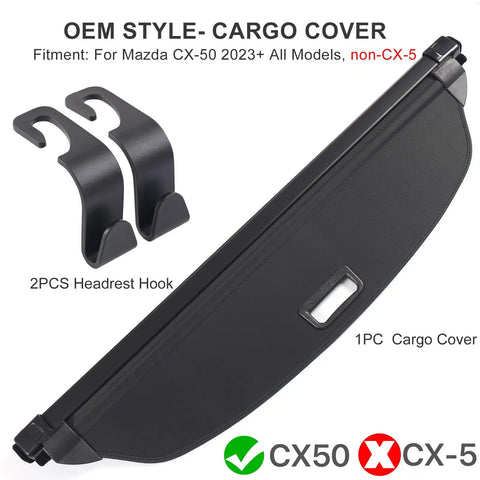 OEM Style Cargo Cover for Mazda CX50 and CX50 Hybrid 2023 2024 2025 2026 Retractable Trunk Cover Privacy Shield Shade