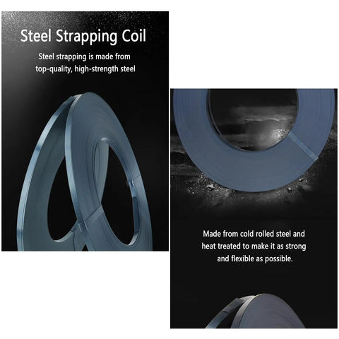 Beefy Bluing Steel Strapping Coil 3/4 Inch Wide 0.020 Inch Thick 2150 Feet 1800 Lbs Break Strength Heavy Duty Pallet Strapping Roll