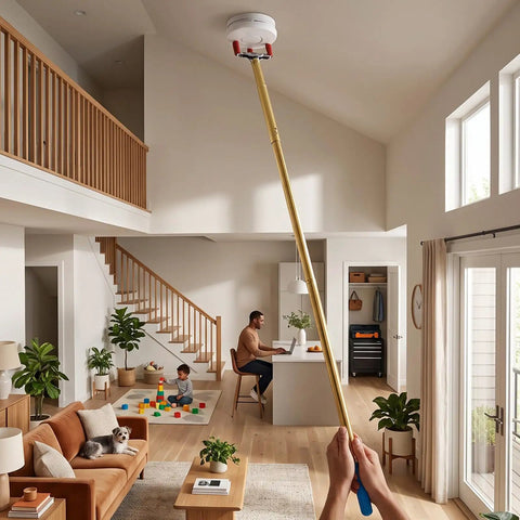 4.3 Meter Extended Smoke Detector Removal Tool Handles Those High Ceilings With No Sweat So You Can Skip The Ladder Drama And Tackle Vaulted Room Maintenance Or DIY Fixes Fast