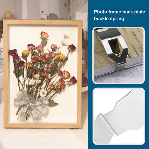 12 Pack Photo Frame Clips Picture Hanger Fastener Artwork Back Plate Fixing Hardware Metal Spring Turn Clip Silver Tone 35x13mm