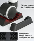 Top Shelf Rubber Furniture Pads Iron Clad Non Slip Chair Wheel Stopper with striped grooves and honeycomb design for stability.