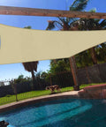12x14 Sun Shade Sail Rectangle Outdoor Canopy Cover For Backyard Porch Pergola Deck Garden Patio Beige UV Block 180GSM HDPE